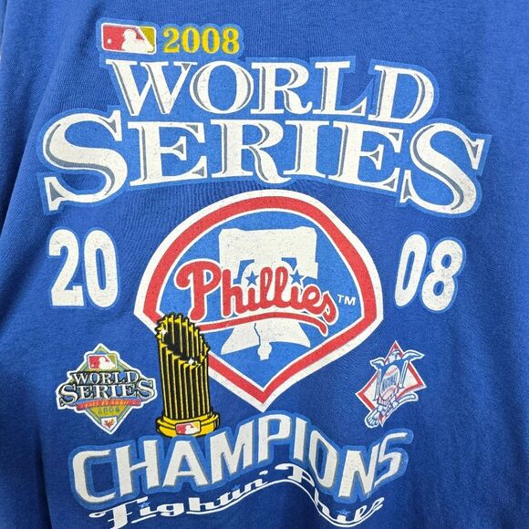 Jerzees Phl Phillies 2008 WS Champs Doublesided Roster Scoresheet Tee XL - Picture 3 of 7